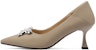 (W) Luiza Barcelos Stiletto Hujung Runcing 'Khaki Bow' X900973