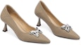 Shop (W) Luiza Barcelos Stiletto Hujung Runcing 'Khaki Bow' X900973