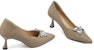 (W) Luiza Barcelos Stiletto Hujung Runcing 'Khaki Bow' X900973