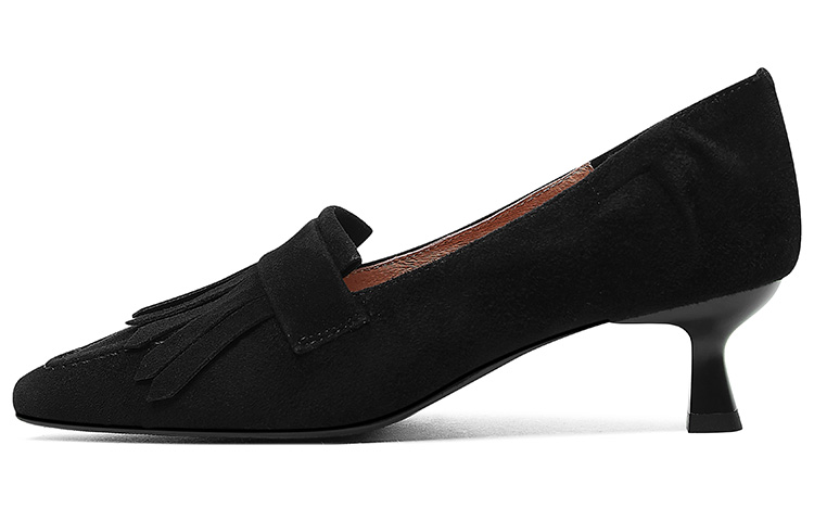 (W) Luiza Barcelos Pointed Toe Stiletto with Sheepskin Buckle 4cm 'Black'