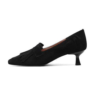 (W) Luiza Barcelos Pointed Toe Stiletto with Sheepskin Buckle 4cm 'Black'