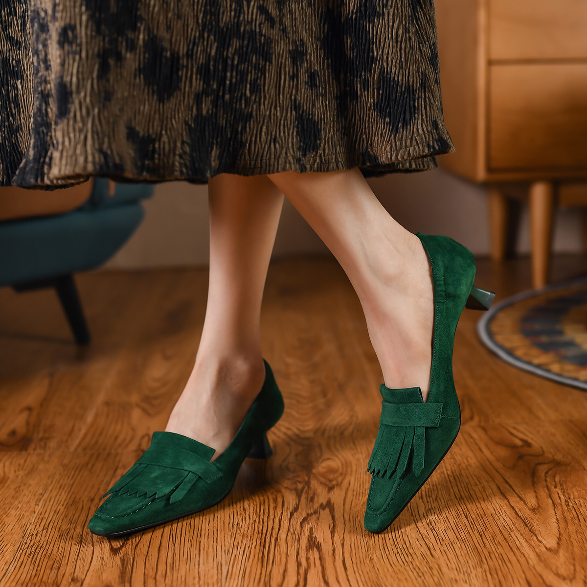 (W) Luiza Barcelos Pointed Toe Stiletto with Sheepskin Buckle 4cm 'Black' 圖 12