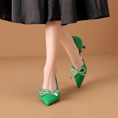 (Women) Luiza Barcelos Pointed Toe Suede Pump 'Dark Green Bow' XWP1SK0608 Lookbook (Women) Luiza Barcelos Pointed Toe Suede Pump 'Dark Green Bow' XWP1SK0608