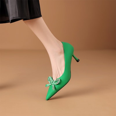(Women) Luiza Barcelos Pointed Toe Suede Pump 'Dark Green Bow' XWP1SK0608 Shop (Women) Luiza Barcelos Pointed Toe Suede Pump 'Dark Green Bow' XWP1SK0608