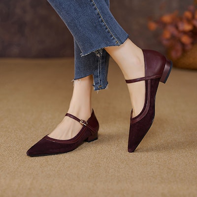 (Women) Luiza Barcelos PU 'Burgundy Casual Flats' X901865 Lookbook (Women) Luiza Barcelos PU 'Burgundy Casual Flats' X901865