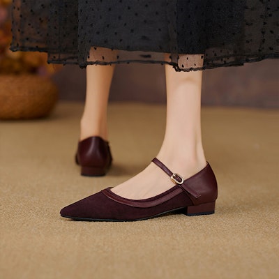 (W) Luiza Barcelos PU 'Flat Kasual Burgundy' X901865 Details for (W) Luiza Barcelos PU 'Flat Kasual Burgundy' X901865