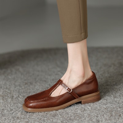 (W) Luiza Barcelos Sepatu Kulit Mary Jane Retro Coklat X901043 Details for (W) Luiza Barcelos Sepatu Kulit Mary Jane Retro Coklat X901043