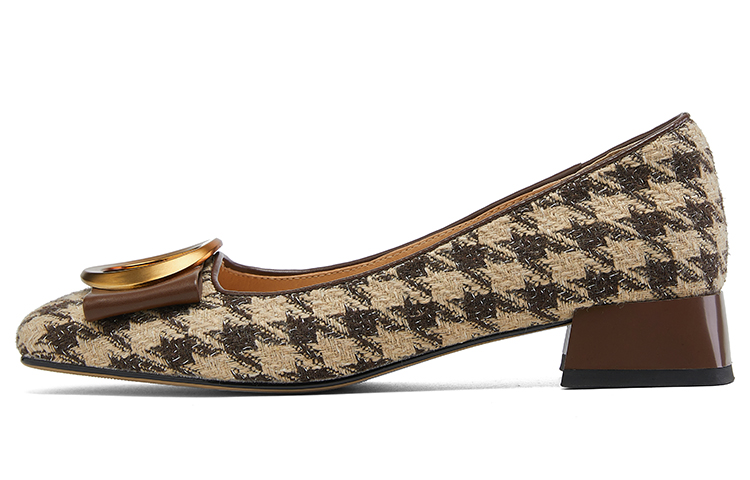 (W) Luiza Barcelos Retro 'Houndstooth Buckle Brown'