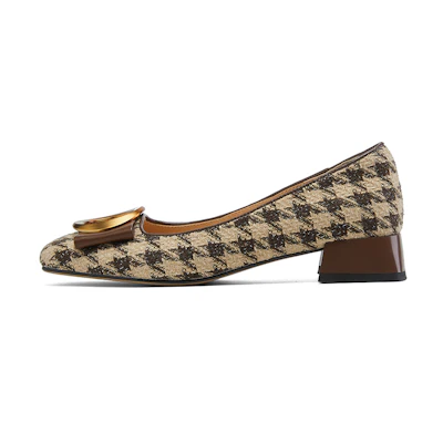 (W) Luiza Barcelos Retro 'Houndstooth Buckle Brown'