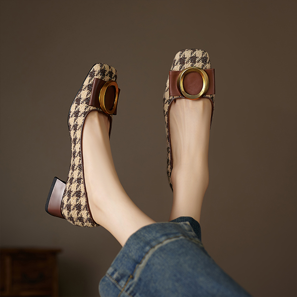 (W) Luiza Barcelos Retro 'Houndstooth Buckle Brown' 圖 2