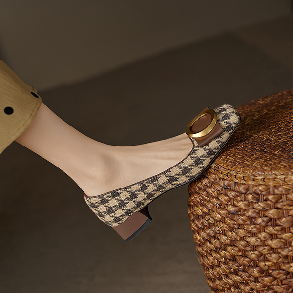 (W) Luiza Barcelos Retro 'Houndstooth Buckle Brown' 圖 5