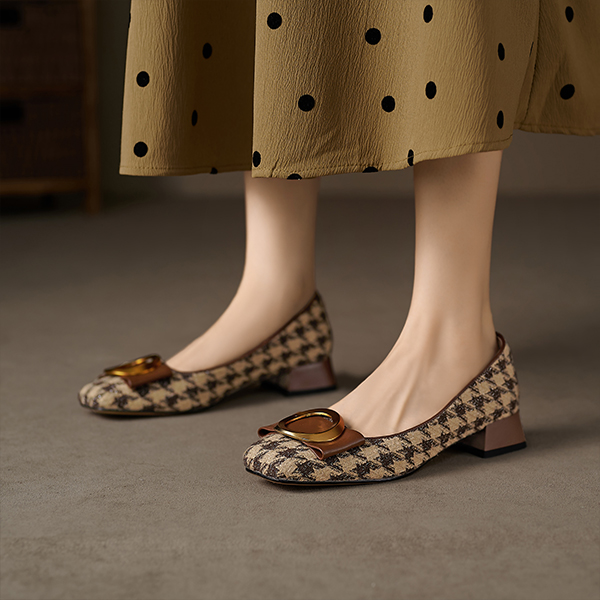 (W) Luiza Barcelos Retro 'Houndstooth Buckle Brown' 圖 7