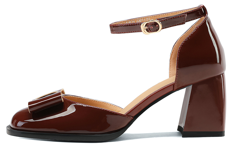 (Women) Luiza Barcelos Retro Bow Block Heel 'Burgundy' XWP1SK0819