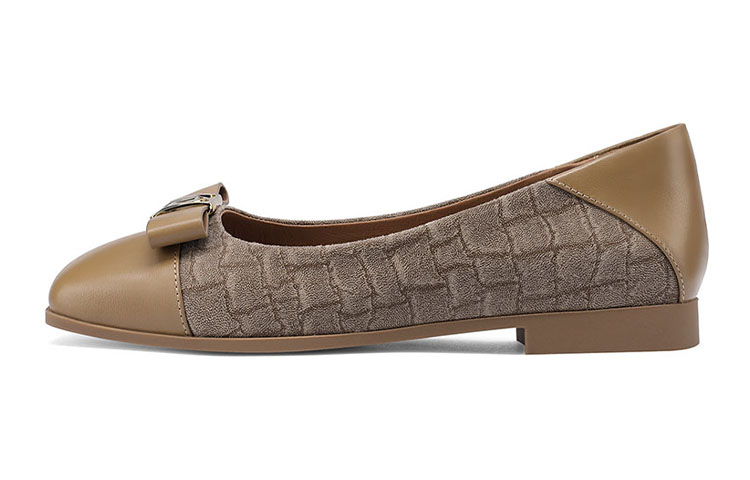 (Women) Luiza Barcelos Retro Bowtie with Metal Buckle 'Crocodile Pattern Milk Tea' X901110