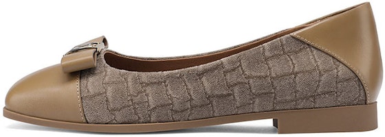 (Women) Luiza Barcelos Retro Bowtie with Metal Buckle 'Crocodile Pattern Milk Tea' X901110 (Women) Luiza Barcelos Retro Bowtie with Metal Buckle 'Crocodile Pattern Milk Tea' X901110