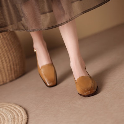 (Women) Luiza Barcelos Retro Buckle Fashion 'Brown Chunky Heel' X901779 Order (Women) Luiza Barcelos Retro Buckle Fashion 'Brown Chunky Heel' X901779