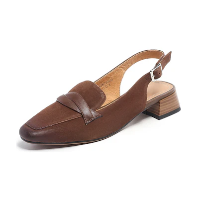 (W) Luiza Barcelos Retro Buckle Loafers 'Brown Sheepskin'