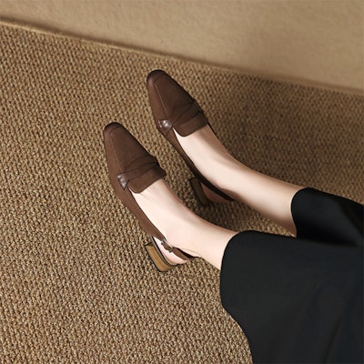 (W) Luiza Barcelos Sepatu Loafers Retro Gesper 'Kulit Domba Coklat' XWP1SK0459 Order (W) Luiza Barcelos Sepatu Loafers Retro Gesper 'Kulit Domba Coklat' XWP1SK0459