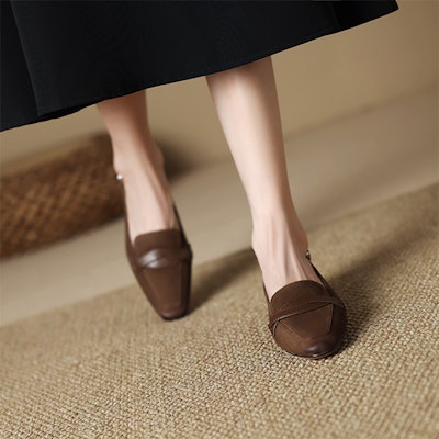 (W) Luiza Barcelos Sepatu Loafers Retro Gesper 'Kulit Domba Coklat' XWP1SK0459 Purchase (W) Luiza Barcelos Sepatu Loafers Retro Gesper 'Kulit Domba Coklat' XWP1SK0459