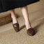 Purchase (W) Luiza Barcelos Sepatu Loafers Retro Gesper 'Kulit Domba Coklat' XWP1SK0459