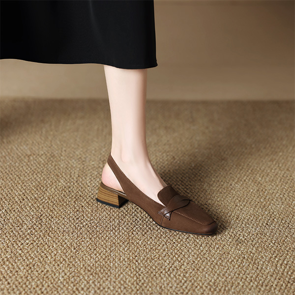 Sizing (W) Luiza Barcelos Retro Buckle Loafers 'Coklat Sheepskin' XWP1SK0459