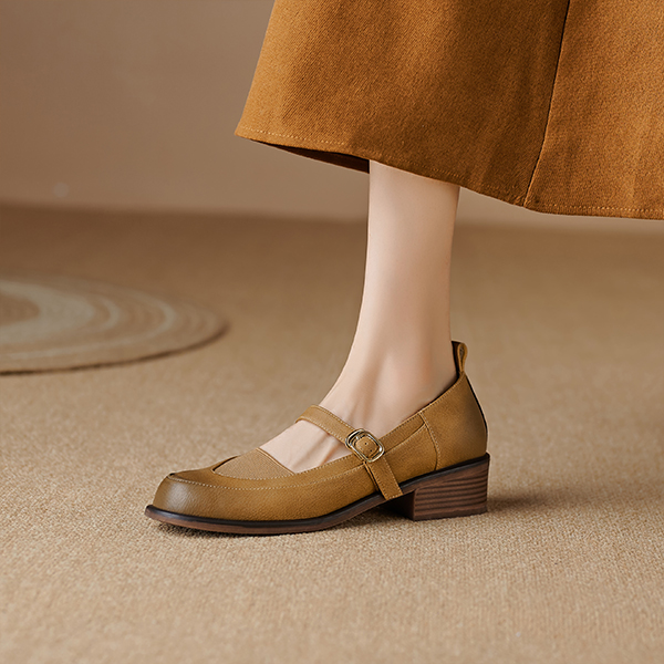 (W) Luiza Barcelos Retro Chunky Heel 'Khaki' 圖 4