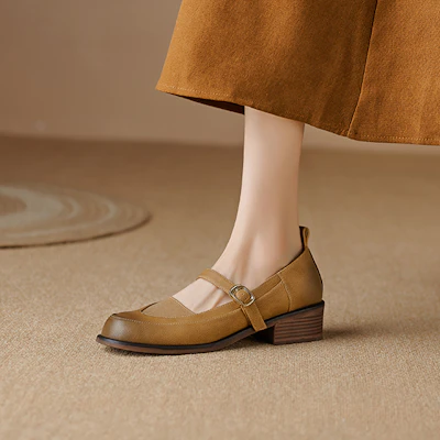(W) 루이자 바르셀로스 레트로 청키힐 (카키) X901907 Shop (W) 루이자 바르셀로스 레트로 청키힐 (카키) X901907