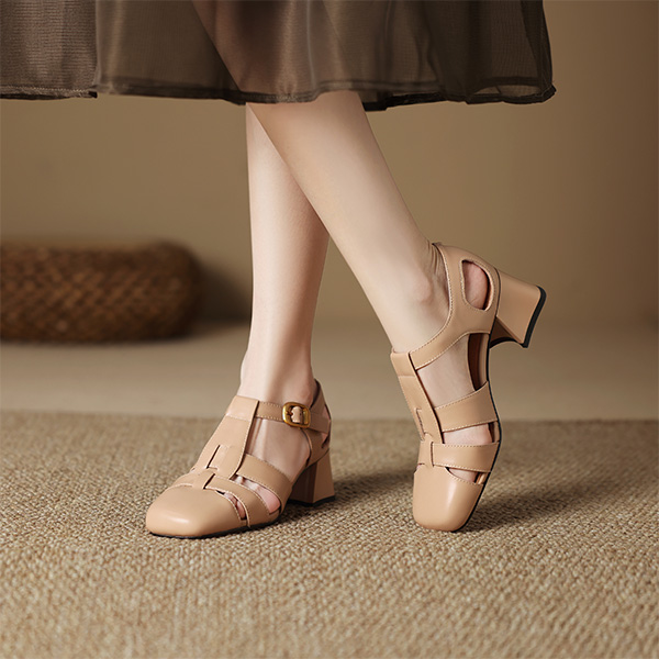 (W) Luiza Barcelos Retro Cut-Out High Heels 'Apricot' 圖 3