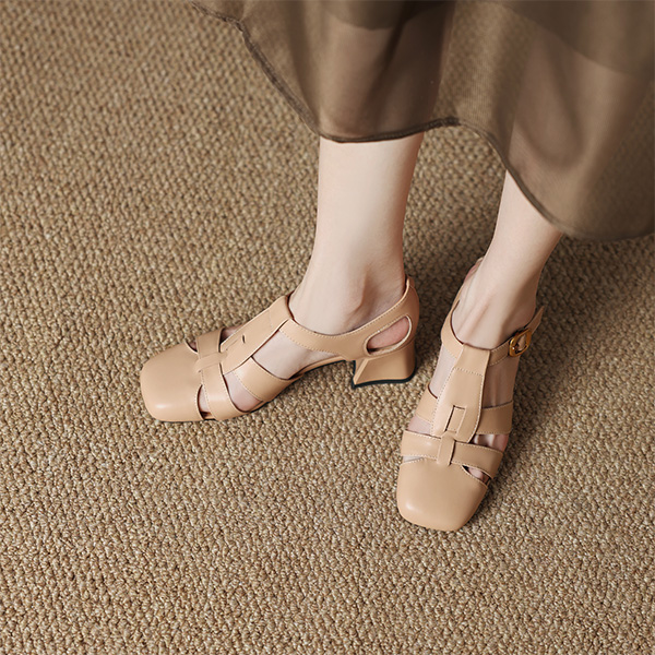 (W) Luiza Barcelos Retro Cut-Out High Heels 'Apricot' 圖 5