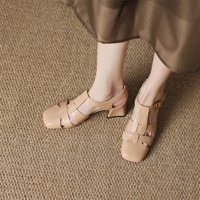 (Women) Luiza Barcelos Retro Cut-Out High Heels 'Apricot' XWP1SK0651 Purchase (Women) Luiza Barcelos Retro Cut-Out High Heels 'Apricot' XWP1SK0651