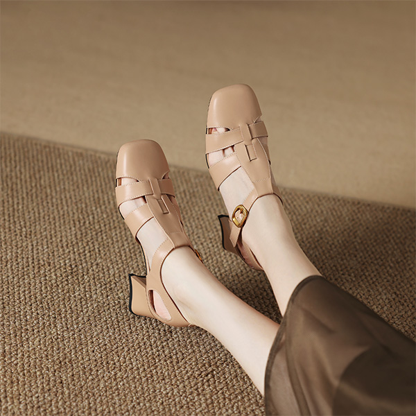 (W) Luiza Barcelos Retro Cut-Out High Heels 'Apricot' 圖 6