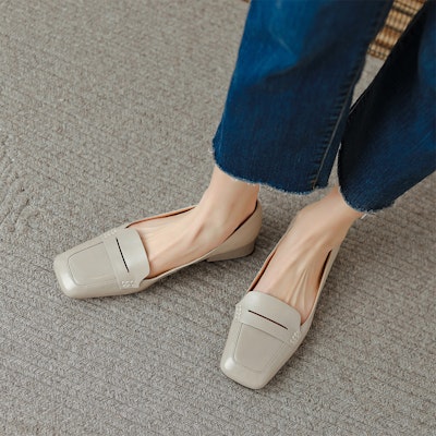 (W) Luiza Barcelos Sepatu Flat Kulit Retro 'Abu-abu' X901001 Shop (W) Luiza Barcelos Sepatu Flat Kulit Retro 'Abu-abu' X901001