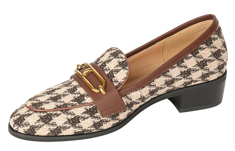 (Women) Luiza Barcelos Retro Houndstooth Chunky Heel Loafer 'Brown' X900987