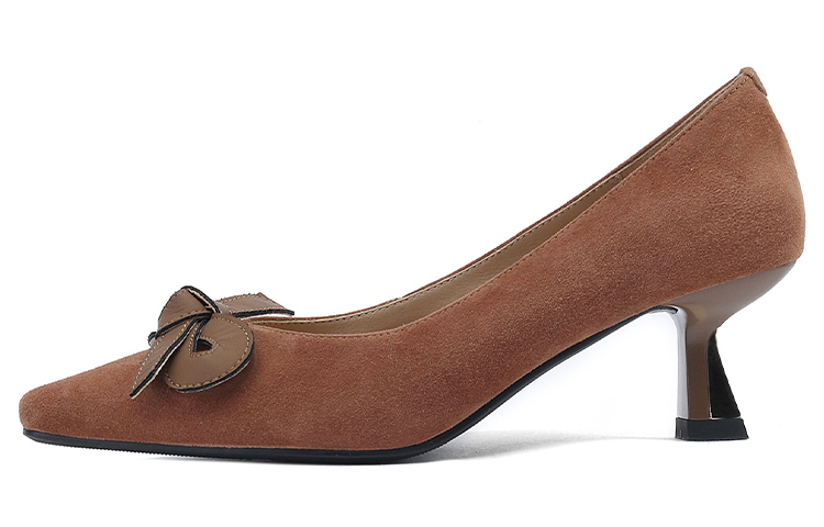 (W) Luiza Barcelos Retro Pointed-Toe Bow Stiletto 'Tan'