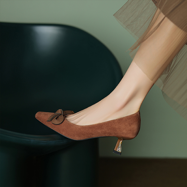 (W) Luiza Barcelos Retro Pointed-Toe Bow Stiletto 'Tan' 圖 2