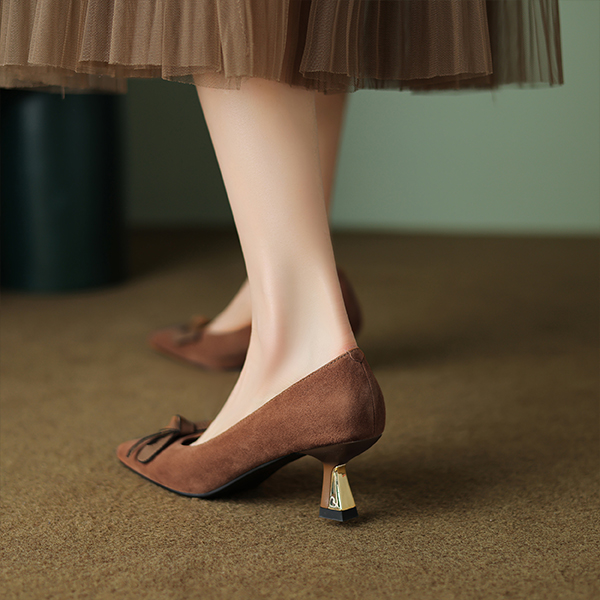 (W) Luiza Barcelos Retro Pointed-Toe Bow Stiletto 'Tan' 圖 3