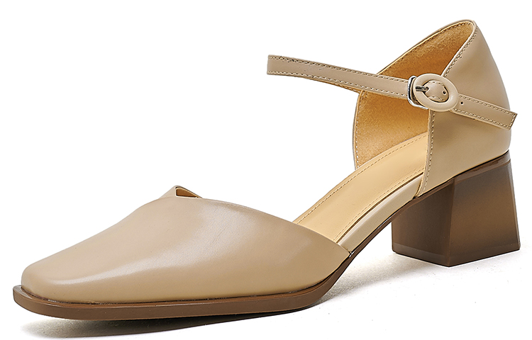 (Women) Luiza Barcelos Retro Pointed-Toe Chunky Heel 'Apricot' XWP1SK0626