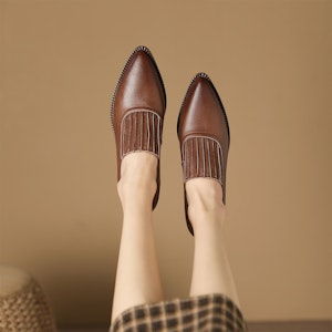 (W) Luiza Barcelos Retro Zapatos Puntudos Sin Cordones 'Marrón Casual' X900980 Shop (W) Luiza Barcelos Retro Zapatos Puntudos Sin Cordones 'Marrón Casual' X900980