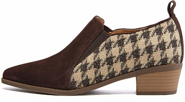 (Women) Luiza Barcelos Retro Pointed Toe 'Buckle Chunky Heel Brown' X901889 (Women) Luiza Barcelos Retro Pointed Toe 'Buckle Chunky Heel Brown' X901889