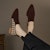 (W) Luiza Barcelos Retro Hujung Runcing 'Buckle Chunky Heel Coklat' X901889