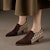 (W) Luiza Barcelos Retro Hujung Runcing 'Buckle Chunky Heel Coklat' X901889