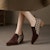 (W) Luiza Barcelos Retro Hujung Runcing 'Buckle Chunky Heel Coklat' X901889