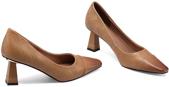 Luiza Barcelos 羊皮革復古尖頭方跟高跟鞋 6.5cm 女款 淺棕色 Purchase Luiza Barcelos 羊皮革復古尖頭方跟高跟鞋 6.5cm 女款 淺棕色