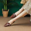 Shop (W) Luiza Barcelos Sepatu Chunky Hak Tebal 'Coklat' Retro Pointed Toe X900815