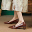 Purchase (W) Luiza Barcelos Sepatu Chunky Hak Tebal 'Coklat' Retro Pointed Toe X900815