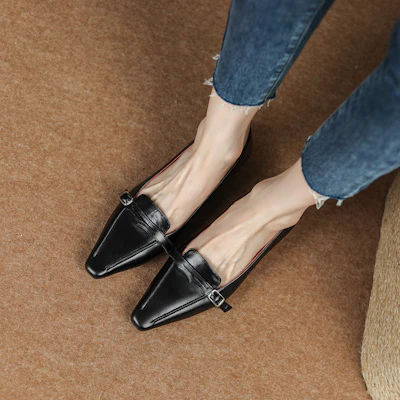(W) Luiza Barcelos Sepatu Chunky Hak Tebal 'Coklat' Retro Pointed Toe X900815 2