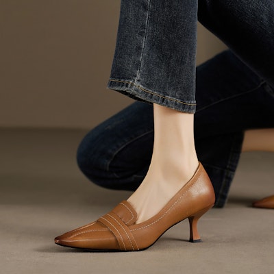 (Women) Luiza Barcelos Retro Pointed Toe Stiletto 6cm 'Brown Leather' X901842 Purchase (Women) Luiza Barcelos Retro Pointed Toe Stiletto 6cm 'Brown Leather' X901842