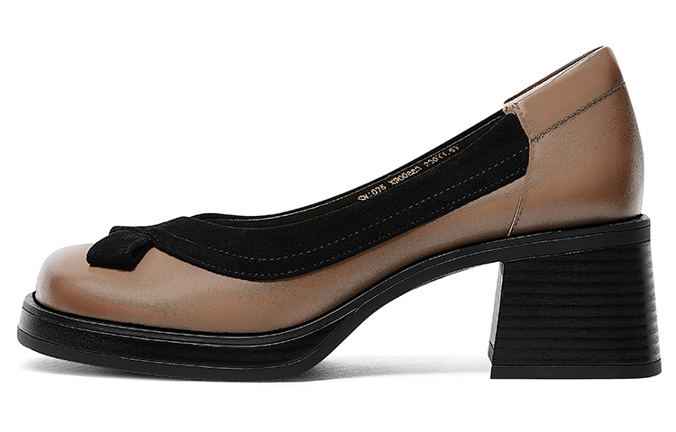 (Women) Luiza Barcelos Retro Round Toe Block Heel 'Light Brown' X900883