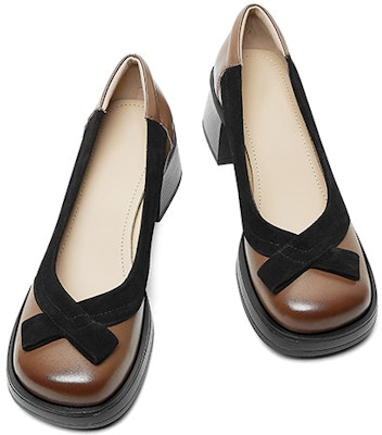 (W) Luiza Barcelos Retro Kasut Tumit Blok Hujung Bulat 'Coklat Muda' X900883 Shop (W) Luiza Barcelos Retro Kasut Tumit Blok Hujung Bulat 'Coklat Muda' X900883