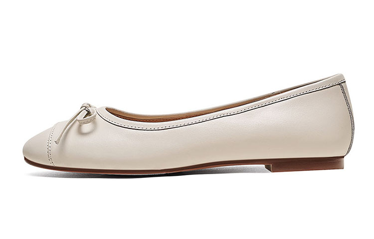 (W) Luiza Barcelos Retro Round Toe Casual Flat 'Simplified Leather Bow'